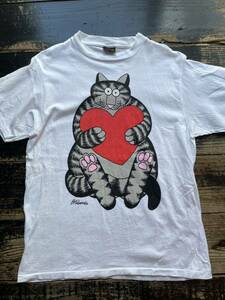 90s 1990s 90年代 クリバンキャット ビンテージ Tシャツ 古着 USA製 ネコ 猫 レトロ ハート アート kliban 