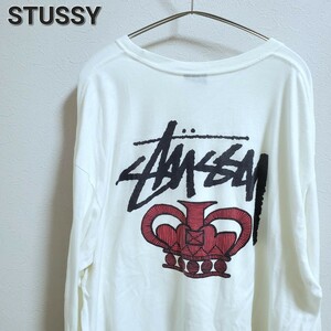 STUSSY　ステューシー　クラウンロゴ　バックプリント　長袖Tシャツ　XL　ビンテージ