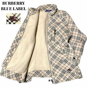 BURBERRY BLUE LABEL バーバリーブルーレーベル　ジャケット ブルゾン ノバチェック ホースロゴ 長袖 乗馬 ライダース トラック ジップ