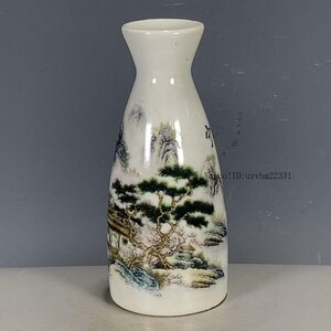 パステル山水静か致遠徳利花瓶 装飾品 現代工芸品 美術品 置物