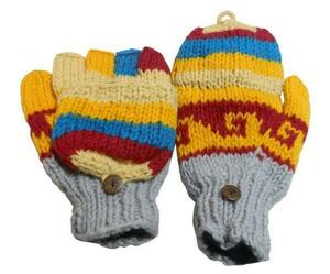 ■アジアン衣料 ネパール手編みカバー付き指なし手袋（NSG-40）
