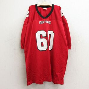 古着 半袖 ビンテージ フットボール Tシャツ キッズ ボーイズ 子供服 90s エデンプレイリー SHEA 60 メッシュ地 ロング丈 V