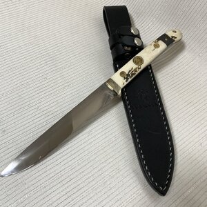 1円～ 希少 珍品 レッドオルカ 秋友義彦 スタッグハンドル シースナイフ 梵字 カスタムナイフ ハンドメイド レザーシース IW411BKLP13RDO_A