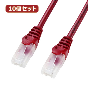 まとめ得 10個セットサンワサプライ ツメ折れ防止CAT5eLANケーブル 5m レッド LA-Y5TS-05RX10 x [2個] /l