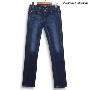 SOMETHING サムシング SNS100 USED加工♪ ローライズ ストレッチ スキニー デニム パンツ ジーンズ Sz.27 レディース 日本製　K4B00919_A#R