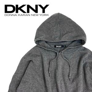 10T174☆ DKNY ダナキャランニューヨーク シルク カシミヤ ニット オーバーサイズ プルオーバーパーカー ニットパーカー 秋冬 Mサイズ