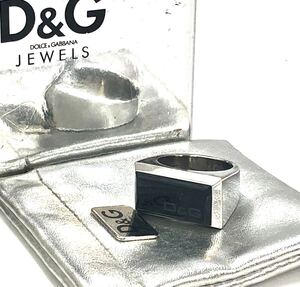 D＆G リング　ロゴリング　黒×銀　22号　18694624