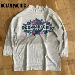 【90s】OCEAN PACIFIC ロンT グレー 花柄