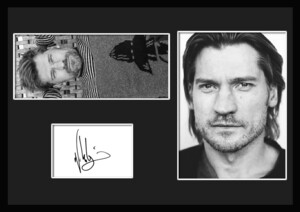 10種類!Nikolaj Coster-Waldau/ニコライ・コスター＝ワルドー/俳優/サインプリント&証明書付きフレーム/BW/モノクロ/ディスプレイ(8-3Ｗ）