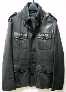 希少 極美品 BURBERRY BLACK LABEL 限定 ラムレザー M-65 ジャケット L ブルゾン 黒 トレンチ コート 羊革 48 バーバリー ブラックレーベル