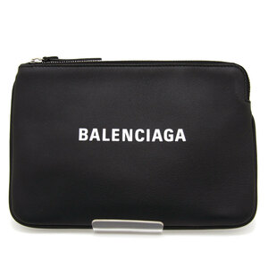 中古美品 バレンシアガ ポーチ EVERYDAY エブリデイ M 492465 ブラック BALENCIAGA レザー クラッチバッグ レディース メンズ ユニセックス