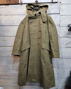 旧日本軍 改四五式 外套 コート フード付き 軍衣 軍服 制服 大日本帝国陸軍 当時物 大正十年製 三號 アンティーク ミリタリー