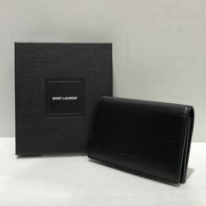 【SAINT LAURENT】サンローラン 二つ折り財布 ブラック イタリア製 レザー メンズ ウォレット ts202410