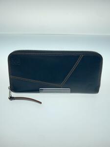 LOEWE◆長財布/ラウンドファスナー/レザー/BLK/レディース