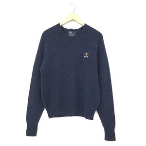 ◆POLO RALPH LAUREN ポロラルフローレン 長袖セーター Mサイズ◆ ネイビー ウール100％ メンズ ポロベア刺繍 トップス ニット