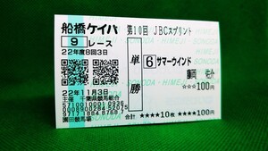 サマーウインド：2010JBCスプリント：的中単勝馬券