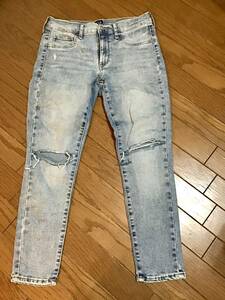 美品【GAP DENIM/ギャップ】ダメージデニムパンツ/27,70cm★レギュラー★薄い水色★レディース★USED