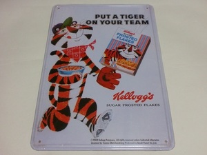 アメリカン雑貨 No3 ケロッグ アーカイブ ティンプレート ブリキ看板 サイン トニー ザ タイガー Kelloggs Tin Metal Sign TONY THE TIGER