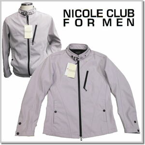 ニコルクラブフォーメン NICOLE CLUB FOR MEN フロッキージャージ レザーライクライダース 4464-3700-19(ライトグレー)-46(M) ブルゾン