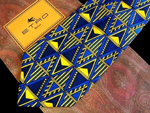 ♪今週の特売980円～♪2267♪状態並品【ETRO】エトロ【三角 デザイン 柄】ネクタイ♪