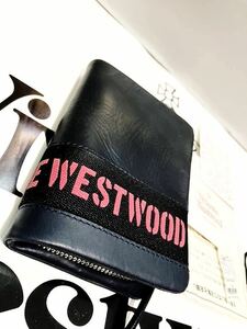 送料込●新品● Vivienne Westwood コンパクト財布 ネイビーC 本牛革 ロゴベルト L字ファスナー ヴィヴィアン ウエストウッド ビビアン