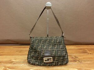 【O-6654】1円 FENDI フェンディ マンマバケット ズッカ ワンショルダー バッグ キャンバス レザー ヴィンテージ 東京引取可【千円市場】