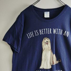 PORT&COMPANY Tシャツ アニマルTシャツ 犬 ネイビー