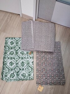 純綿 布 3点セット　三越　リメイク用　古布　裁縫　手作り　昭和レトロ　当時物 生地 着物 和服 和装 ハンドメイド