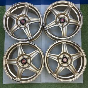 【0107】★中古美品★リペア済★16インチ　7JJ　WedsSport　ウェッズ　RS-5　16×7JJ　ET45　PCD100　5穴　ハブ径73　アルミホイール4本