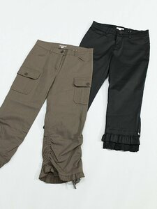 未使用品 レストローズ コットンクロップドパンツ2枚セット定価2.2万円 茶2/黒1 al533