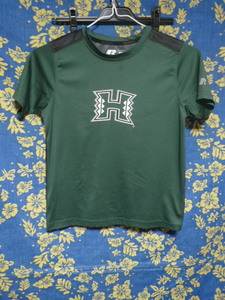 Hawaii＆UH ファンへ！★hawaii大学ロゴ、ラッセルシャツ★８ M/M★中古！