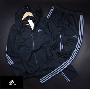 新品 ★ アディダス adidas フーディー スリーストライプス トラックスーツ ジャージ上下セット トレーニング ジム 898/769紺/【L】