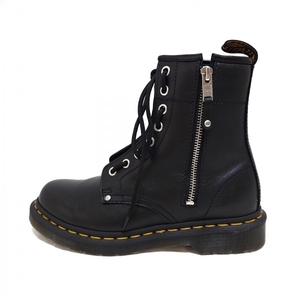 ドクターマーチン Dr.Martens ショートブーツ 38 EU - レザー 黒 レディース インソール取外し可/レースアップ/8ホール/センタージップ 靴