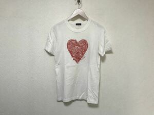 本物ポールスミスPAULSMITHコットンハートプリント半袖TシャツメンズサーフアメカジビジネススーツミリタリーS日本製白ホワイト