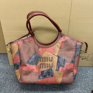 109◎1円スタート◎MIUMIU ミュウミュウ ハンドバッグ トートバッグ レザー パッチワーク ブラウン系 レディース 【163750】