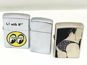 ■Zippo SEXY GIRL 2012年製 / MOON 1998年製 / 1976年製 スリム オイルライター 3点 まとめ 火花あり/現状渡し 中古【UW070182】