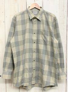 BURBERRYS BURBERRY バーバリー ＊ウール 毛 混 チェック パネル ＊シャツ トップス カットソー LARGE size グリーン C-TK83 OLD オールド