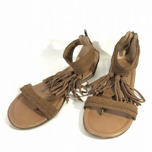 ミネトンカ MINNETONKA for ホーキンス レディース フェイクスエード アンクルストラップ サンダル 茶 24.5cm 美品 送料510円