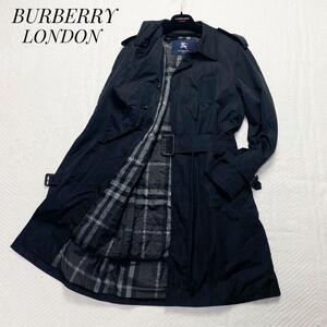 【極美品】BURBERRY LONDON バーバリーロンドン トレンチコート ノバチェック 中綿ライナー付き 黒 2way 通勤 メンズ ブラック 黒 アウター