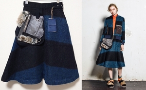 美品 定価7万 kolor カラー 17AW 名作 再構築 ウールスカート 1 17wpl-s01106 レディース TX