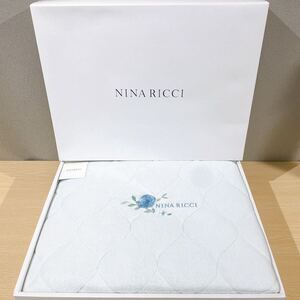 ●【未使用/保管品】 ニナリッチ Nina Ricci パッドシーツ 100cm×205cm キルティング製 Blue 寝具