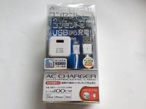 値下げ 未開封エアージェイAIR-J AC コンセントとUSB 出力2.1A ケーブル長100cm 入力電圧100v～240v MAJLPDX10WH 