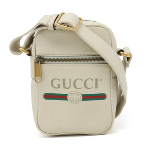 GUCCI グッチ グッチプリント ロゴ ショルダーバッグ ポシェット 斜め掛け レザー アイボリー ゴールド金具 574803