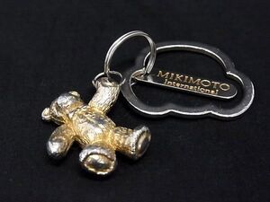 MIKIMOTO ミキモト ロゴプレート くま クマ ベアー テディベア キーリング キーホルダー チャーム シルバー系×ゴールド系 DF7465