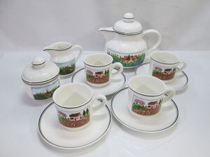 1000円スタート ティーセット11点 Villeroy&Boch ビレロイ&ボッホ Design Naif デザインナイーフ C&S4客/ポット/シュガー/ミルク 12 J①701