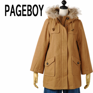 PAGEBOY/ページボーイ ファー付き フードコート レディース ベージュ M 中古 ★ファー取り外し可能、裏地のプリントがとってもオシャレ★ 