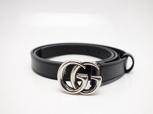 GUCCI グッチ ダブルGGバックルベルト　409417 0YA0P レザー　ユニセックス　サイズ90　黒　中古　送料無料【質屋出品】