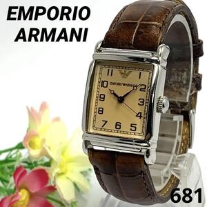 681 稼働品 EMPORIO ARMANI エンポリオアルマーニ レディース 腕時計 電池交換済 クオーツ式 人気 希少 ビンテージ レトロ アンティーク