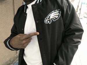 NFL公認 【2XL】 JHdesign JHデザイン Eagles イーグルス バーシティ スタジアムジャケット スタジャン 中綿 キルティング アメフト