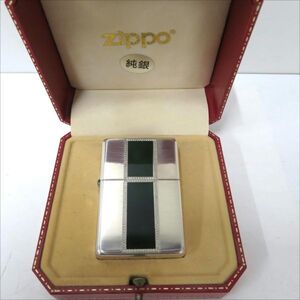 未使用保管品 ZIPPO/ジッポー STERLING オニキス オイルライター SILVER